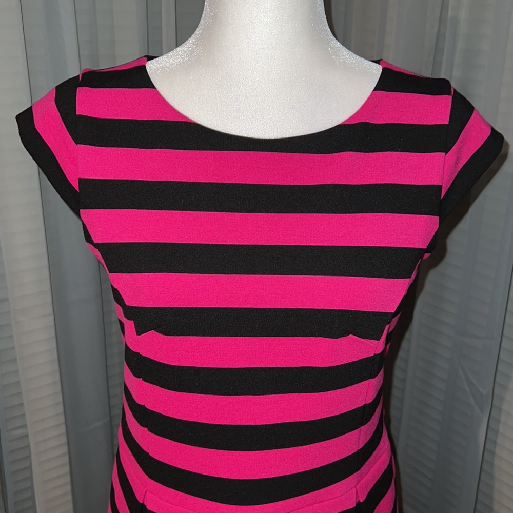 INC Black and Pink Striped Dress Size M - Picture 4 of 12